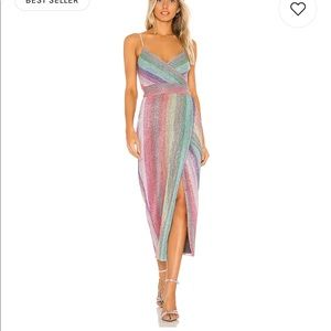 SAYLOR Meghan Lurex Wrap Dress Multi XS